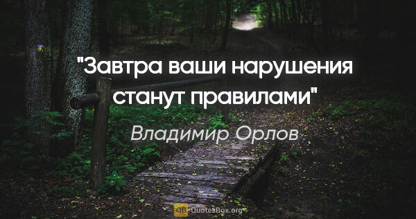 Владимир Орлов цитата: "Завтра ваши нарушения станут правилами"