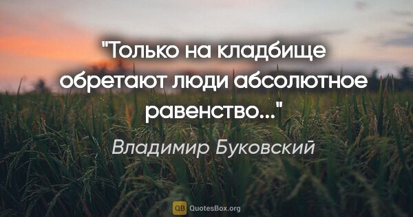 Владимир Буковский цитата: "Только на кладбище обретают люди абсолютное равенство..."