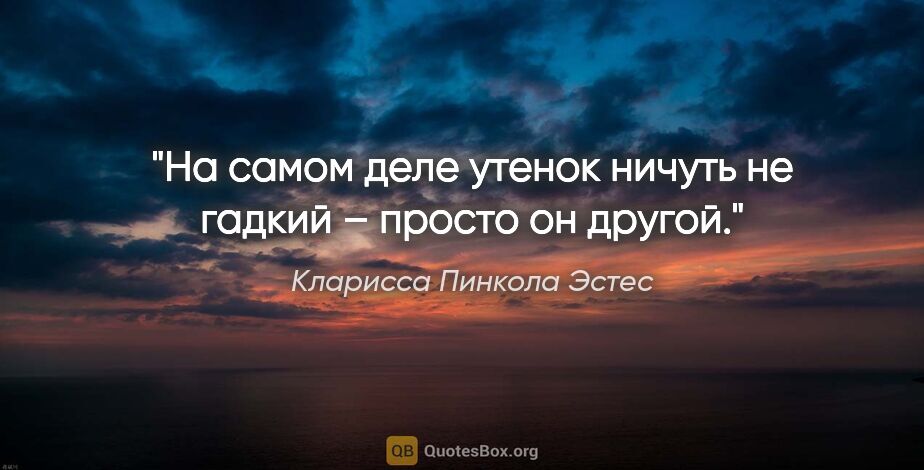 Кларисса Пинкола Эстес цитата: "На самом деле утенок ничуть не гадкий – просто он другой."