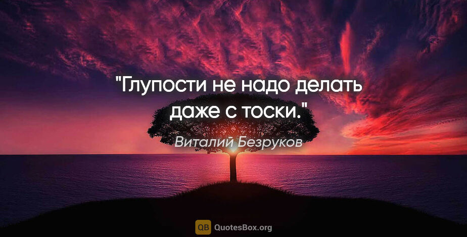 Виталий Безруков цитата: "Глупости не надо делать даже с тоски."