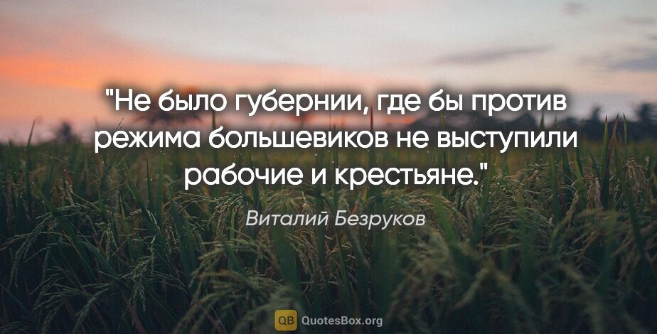 Виталий Безруков цитата: "Не было губернии, где бы против режима большевиков не..."