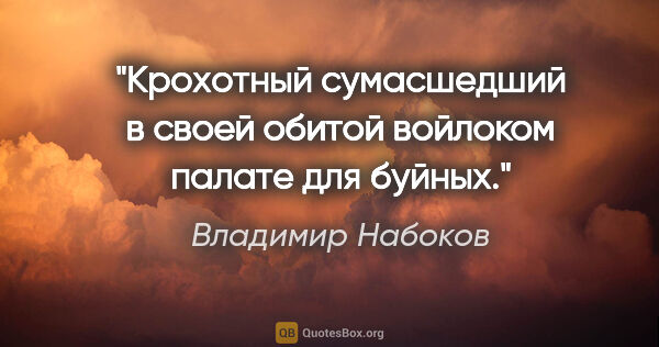 Владимир Набоков цитата: "Крохотный сумасшедший в своей обитой войлоком палате для буйных."