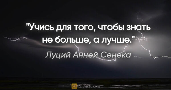 Луций Анней Сенека цитата: "Учись для того, чтобы знать не больше, а лучше."