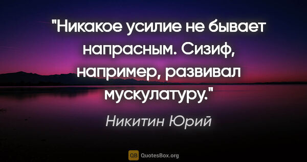 Никитин Юрий цитата: "Никакое усилие не бывает напрасным. Сизиф, например, развивал..."