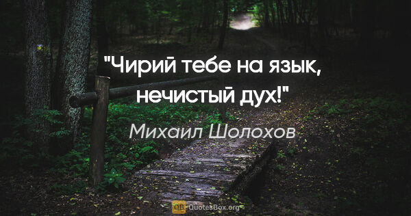 Михаил Шолохов цитата: ""Чирий тебе на язык, нечистый дух!""