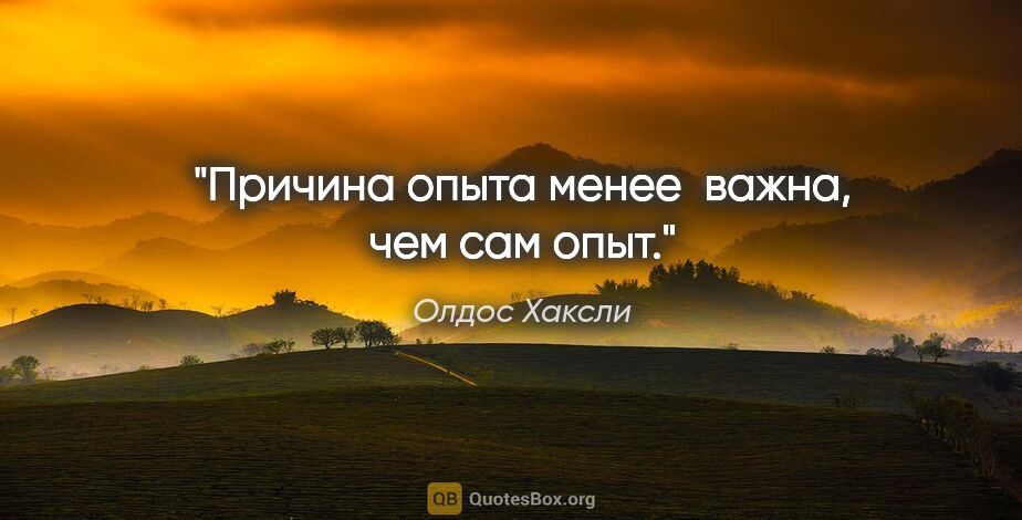 Олдос Хаксли цитата: "Причина опыта менее  важна, чем сам опыт."