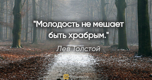 Лев Толстой цитата: "Молодость не мешает быть храбрым."