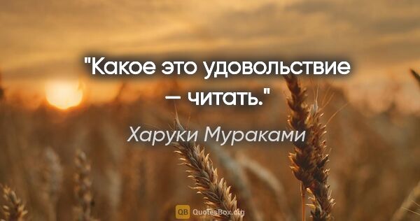 Харуки Мураками цитата: ""Какое это удовольствие — читать.""