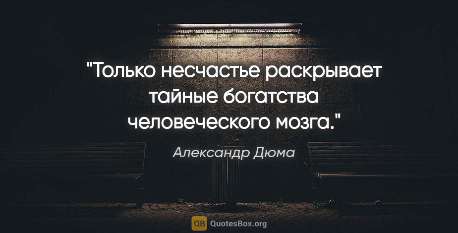 Александр Дюма цитата: ""Только несчастье раскрывает тайные богатства человеческого..."