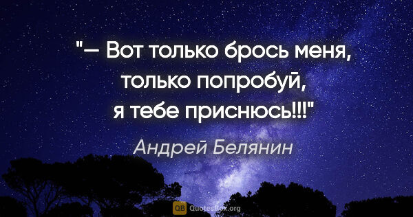 Андрей Белянин цитата: "— Вот только брось меня, только попробуй, я тебе приснюсь!!!"