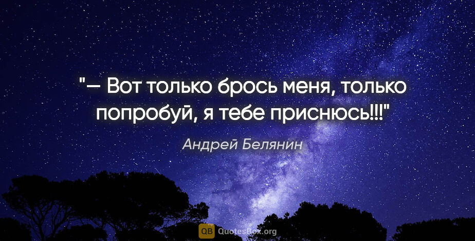 Андрей Белянин цитата: "— Вот только брось меня, только попробуй, я тебе приснюсь!!!"