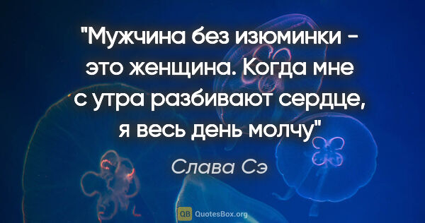 Слава Сэ цитата: "Мужчина без изюминки - это женщина. Когда мне с утра разбивают..."