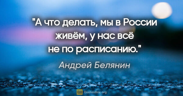 Андрей Белянин цитата: "А что делать, мы в России живём, у нас всё не по расписанию."
