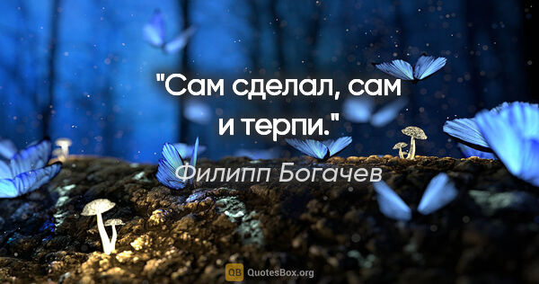 Филипп Богачев цитата: "Сам сделал, сам и терпи."