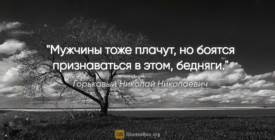 Горькавый Николай Николаевич цитата: "Мужчины тоже плачут, но боятся признаваться в этом, бедняги."