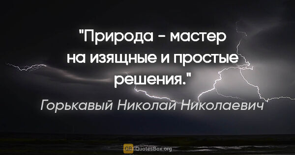 Горькавый Николай Николаевич цитата: "Природа - мастер на изящные и простые решения."