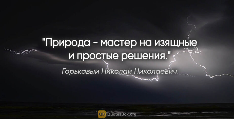 Горькавый Николай Николаевич цитата: "Природа - мастер на изящные и простые решения."