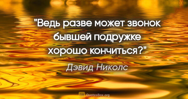 Дэвид Николс цитата: "Ведь разве может звонок бывшей подружке хорошо кончиться?"