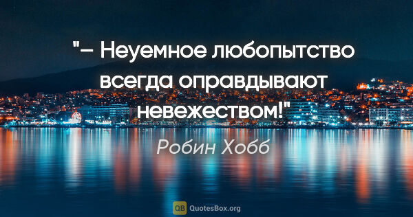 Робин Хобб цитата: "– Неуемное любопытство всегда оправдывают невежеством!"