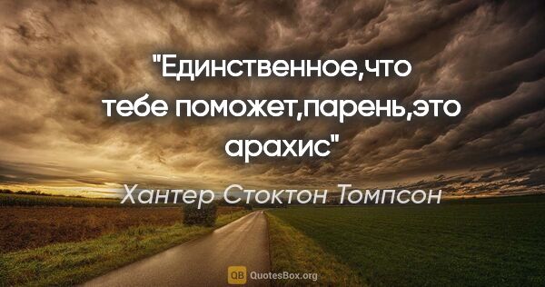 Хантер Стоктон Томпсон цитата: ""Единственное,что тебе поможет,парень,это арахис""