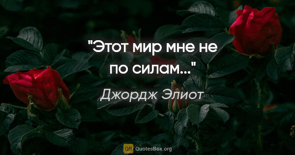 Джордж Элиот цитата: "Этот мир мне не по силам..."