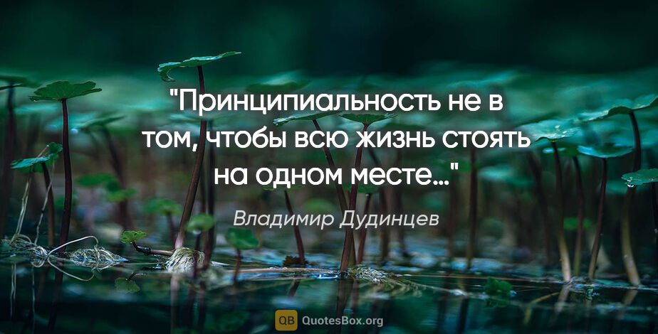 Владимир Дудинцев цитата: "Принципиальность не в том, чтобы всю жизнь стоять на одном месте…"