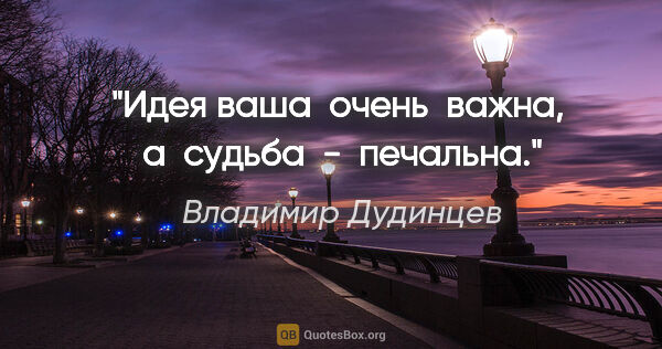 Владимир Дудинцев цитата: "Идея ваша  очень  важна,  а  судьба  -  печальна."