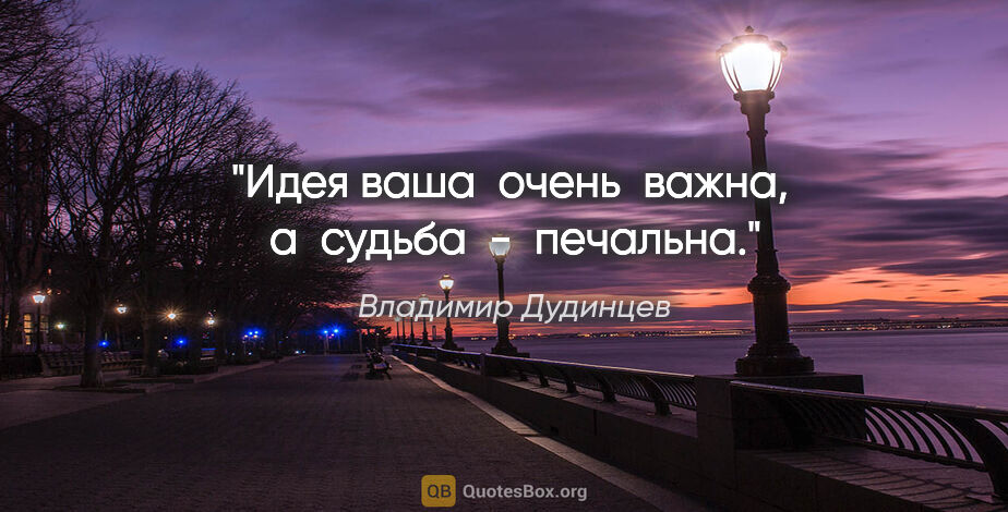 Владимир Дудинцев цитата: "Идея ваша  очень  важна,  а  судьба  -  печальна."