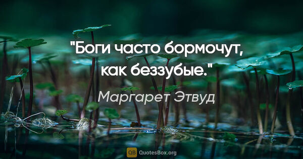 Маргарет Этвуд цитата: "Боги часто бормочут, как беззубые."