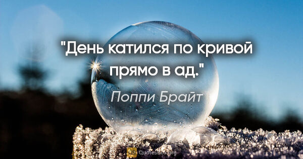 Поппи Брайт цитата: "День катился по кривой прямо в ад."