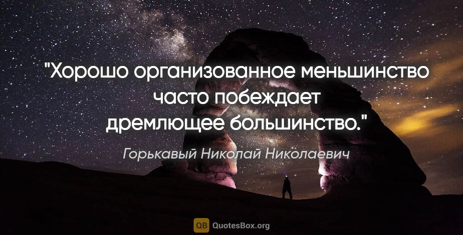 Горькавый Николай Николаевич цитата: "Хорошо организованное меньшинство часто побеждает дремлющее..."