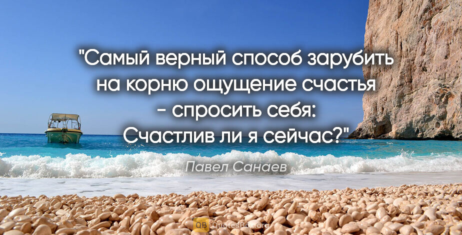 Павел Санаев цитата: "Самый верный способ зарубить на корню ощущение счастья -..."