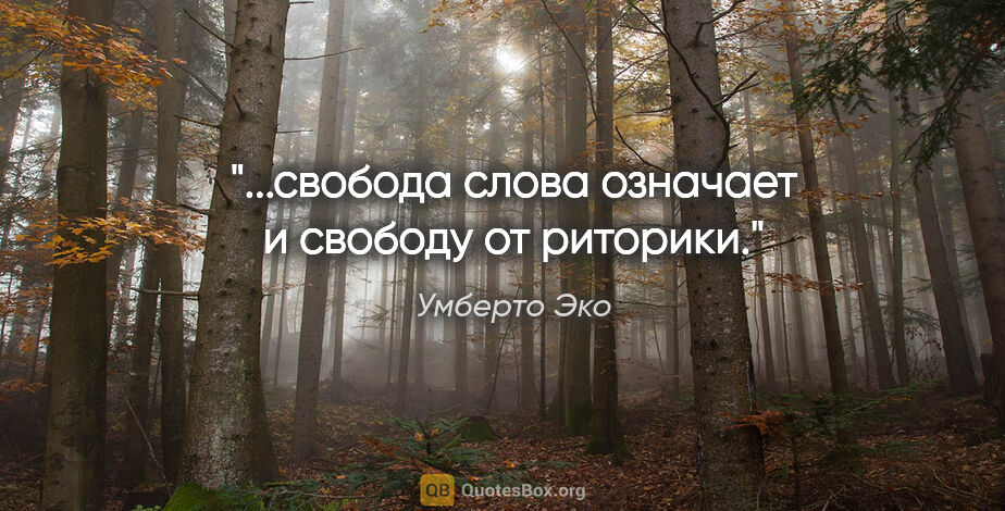 Умберто Эко цитата: "...свобода слова означает и свободу от риторики."