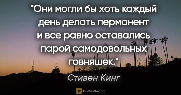 Стивен Кинг цитата: "Они могли бы хоть каждый день делать перманент и все равно..."