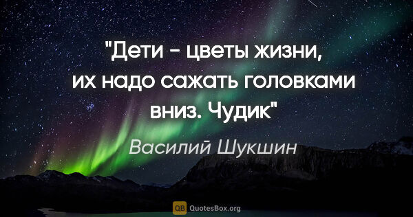 Василий Шукшин цитата: "Дети - цветы жизни, их надо сажать головками вниз.

Чудик"