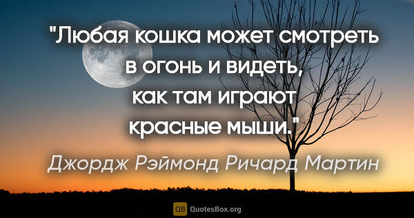 Джордж Рэймонд Ричард Мартин цитата: "Любая кошка может смотреть в огонь и видеть, как там играют..."