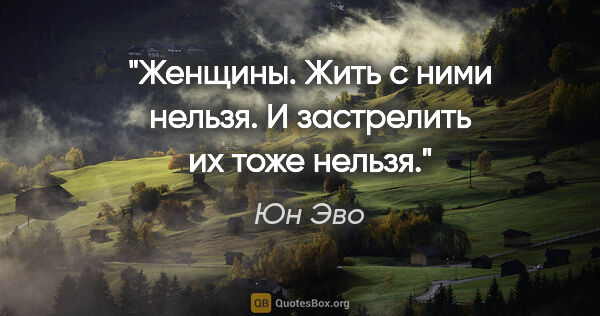 Юн Эво цитата: "Женщины. Жить с ними нельзя. И застрелить их тоже нельзя."