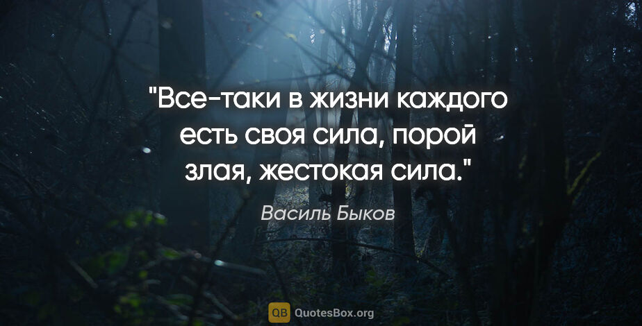Василь Быков цитата: "Все-таки в жизни каждого есть своя сила, порой злая, жестокая..."