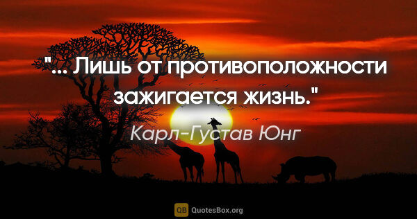 Карл-Густав Юнг цитата: "... Лишь от противоположности зажигается жизнь."