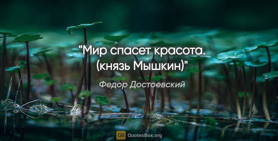 Федор Достоевский цитата: "Мир спасет красота. (князь Мышкин)"