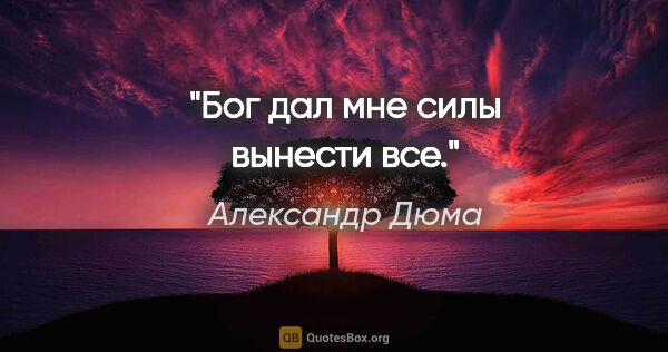 Александр Дюма цитата: "Бог дал мне силы вынести все."