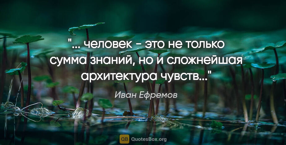 Иван Ефремов цитата: " человек - это не только сумма знаний, но и сложнейшая..."