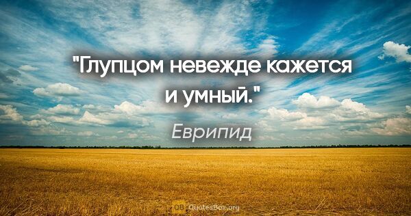 Еврипид цитата: "Глупцом невежде кажется и умный."