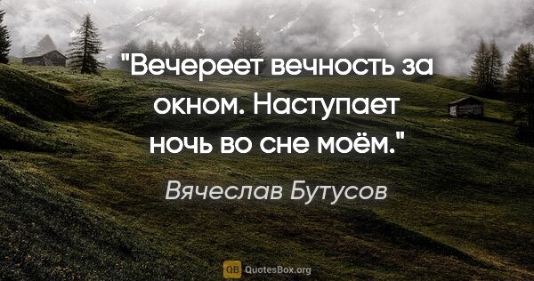 Вячеслав Бутусов цитата: "Вечереет вечность за окном. Наступает ночь во сне моём."