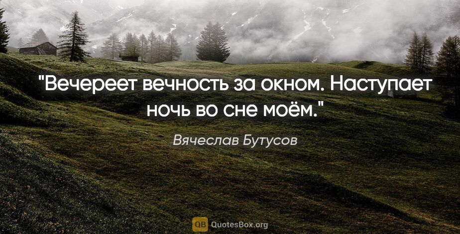 Вячеслав Бутусов цитата: "Вечереет вечность за окном. Наступает ночь во сне моём."