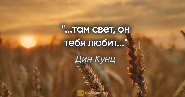 Дин Кунц цитата: "...там свет, он тебя любит..."