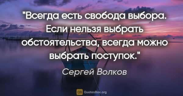 Сергей Волков цитата: "Всегда есть свобода выбора. Если нельзя выбрать..."