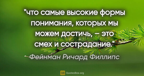 Фейнман Ричард Филлипс цитата: "что самые высокие формы понимания, которых мы можем достичь, –..."