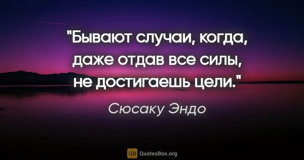 Сюсаку Эндо цитата: "Бывают случаи, когда, даже отдав все силы, не достигаешь цели."