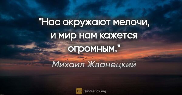 Михаил Жванецкий цитата: "Нас окружают мелочи, и мир нам кажется огромным."